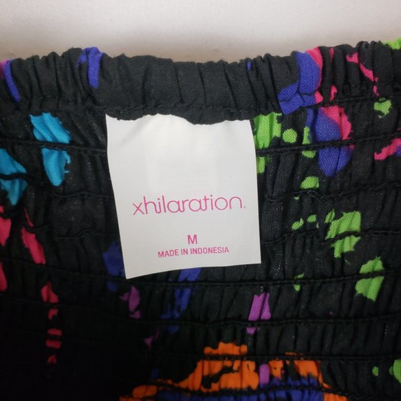 Xhiliration Black Vibrant Rainbow Paisley Paint Splatter Maxi Dress Size Medium - Picture 9 of 10